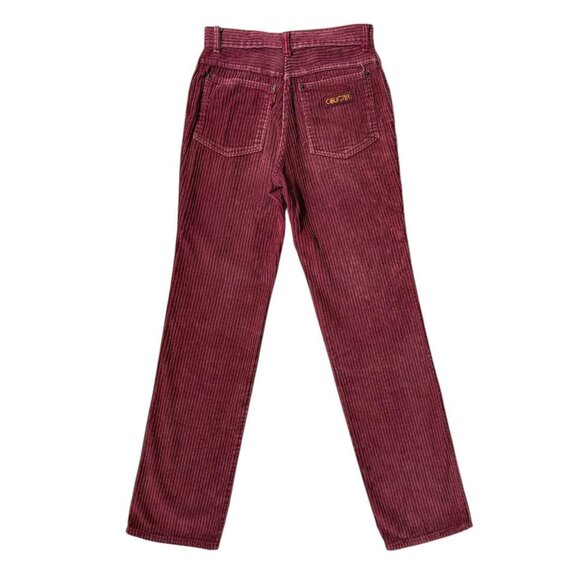 70s 80s vintage Burgundy corduroy pants mid rise straight leg faded boho. - Picture 1 of 5